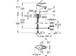 Grohe Einhand-Waschtischbatterie Eurostyle S-Size offener Hebelgriff Chrom
