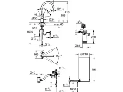 Grohe Küchenarmatur und Boiler Red Duo Größe-L Chrom