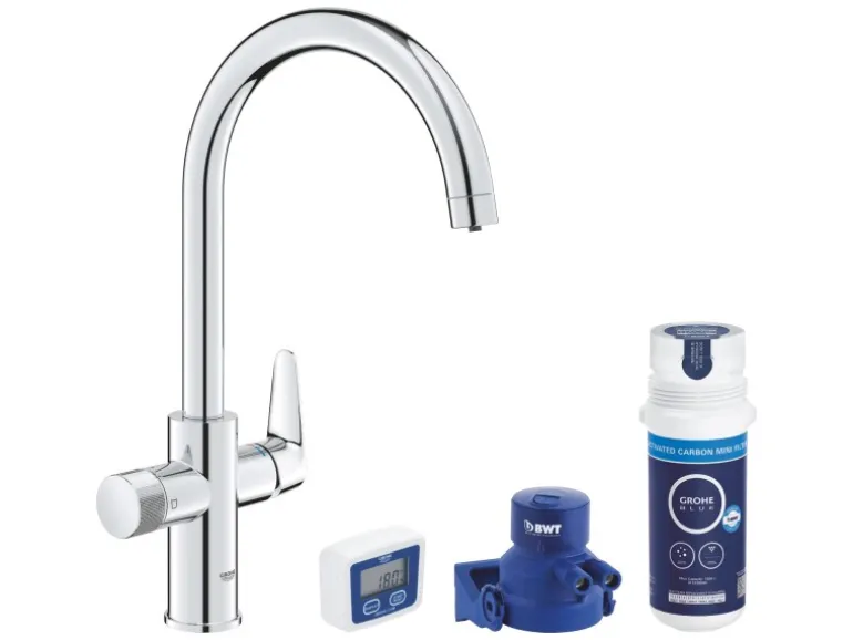 Grohe Küchenarmatur-Set Blue Pure Start Curve mit Mini Aktivkohlefilter Silber