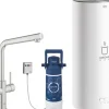 Grohe L-Auslauf Armatur und Boiler Red Duo L-Size Supersteel