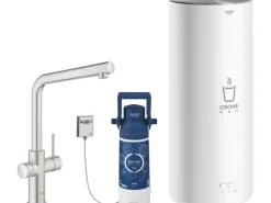 Grohe L-Auslauf Armatur und Boiler Red Duo L-Size Supersteel
