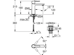 Grohe Lineare Waschtischbatterie S-Size in Hard Graphite gebürstet