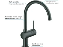 Grohe Minta Spültischbatterie mit C-Auslauf in Velvet Black
