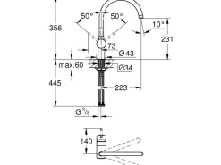 Grohe Minta Spültischbatterie mit C-Auslauf in Velvet Black