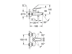 Grohe QuickFix Badewannenarmatur Start für die Wandmontage