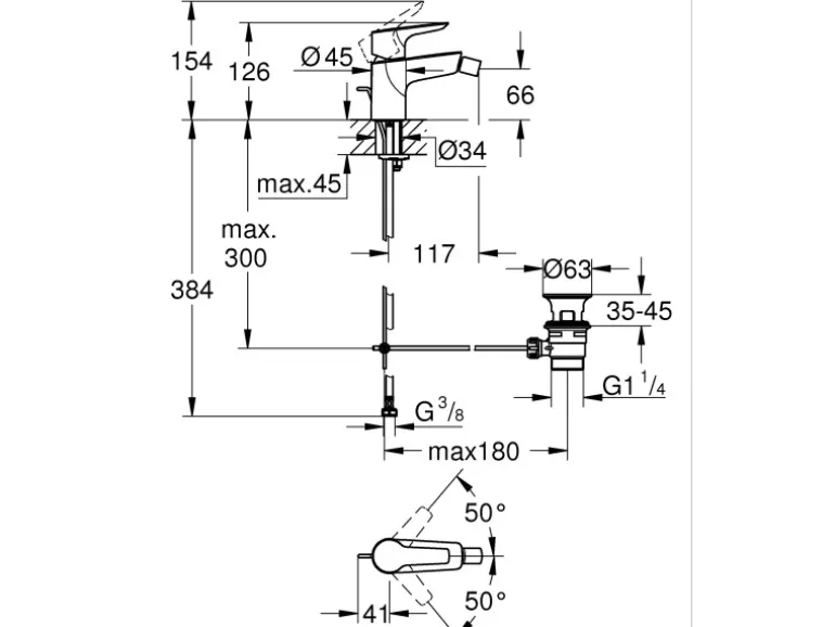 Grohe QuickFix Einhand-Bidetbatterie Start Alira Chrom