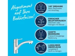 Grohe QuickFix  Einhand-Küchenarmatur Swift DN 15 Niedrig Schwenkbereich Chrom