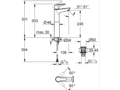 Grohe QuickFix Einhand-Waschtischbatterie Start Alira XL-Size Chrom