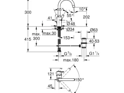 Grohe QuickFix Einhand-Waschtischbatterie Feel L-Size Chrom