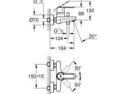Grohe QuickFix Einhebelmischer-Wannenarmatur Get Chrom