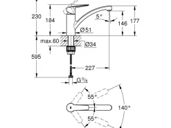 Grohe QuickFix Spültischarmatur Start Chrom mit niedrigem Auslauf