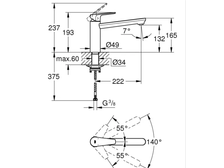 Grohe QuickFix Start Edge Einhand-Spültischbatterie DN 15