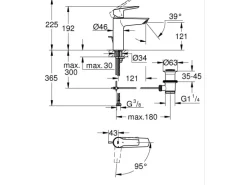 Grohe QuickFix Waschtischarmatur Start M-Size mit Energie-Spar-Funktion 1 1/4
