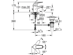 Grohe QuickFix Waschtischarmatur Swift Chrom