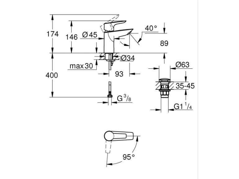 Grohe QuickFix Waschtischarmatur Einhebelmischer Start Alira Chrom S