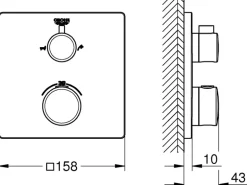 Grohe Thermostat-Wannenbatterie mit 2-Wege-Umstellung Grohtherm Chrom