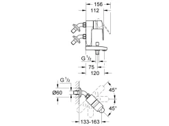 Grohe Vertica-Einhand-Wannenbatterie Eurostyle Cosmopolitan Anschlusswinkel 45°