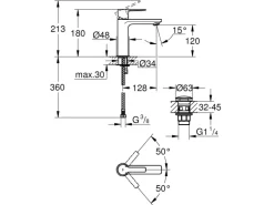 Grohe Waschbeckenarmatur Lineare S-Size Chrom