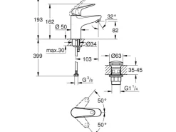 Grohe Waschtischarmatur Einhebelmischer Swift S-Size