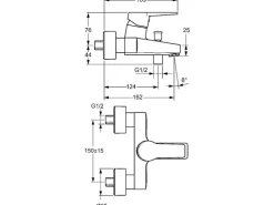 Hansa Einhand Wannenbatterie HANSATWIST in Chrom