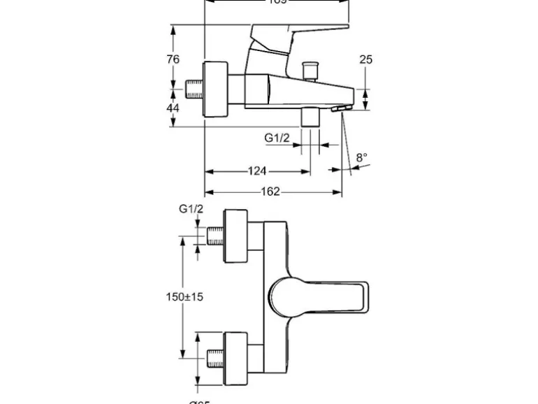 Hansa Einhand Wannenbatterie HANSATWIST in Chrom