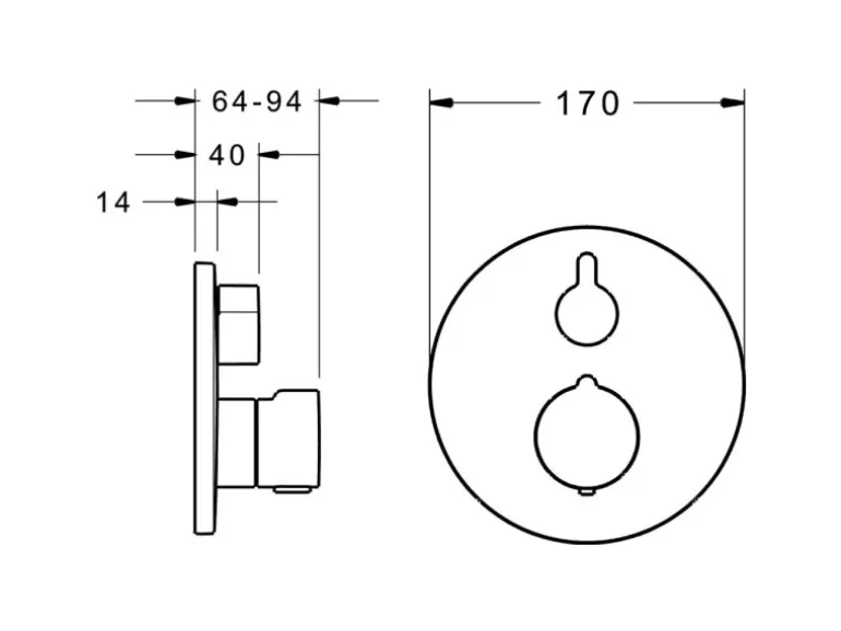 Hansa Thermostat-Wannen-Funktionseinheit HANSAMIX Rosette rund in Chrom