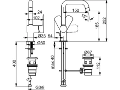 Hansa Waschtischbatterie Einhebelmischer Basic 5555 Chrom