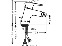 Hansgrohe Einhebel-Bidetmischer Ecos 50 mit Zugstangen-Ablaufgarnitur Chrom
