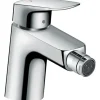 Hansgrohe Einhebel-Bidetmischer Logis 70 mm mit Zugstangen-Ablaufgarnitur Chrom