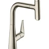 Hansgrohe Einhebel-Küchenmischer mit Ausziehauslauf M5115-H220 Edelstahl Finish