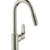 Hansgrohe Einhebel-Küchenmischer Focus 240 mit Ausziehbrause Edelstahl Finish
