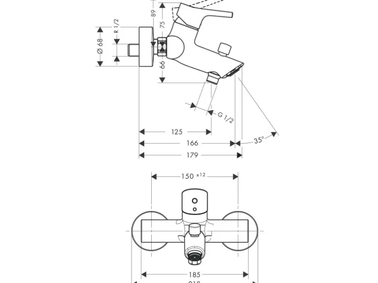 Hansgrohe Einhebel-Wannenarmatur Talis S Aufputz Chrom