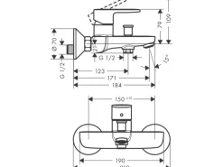 Hansgrohe Einhebel-Wannenmischer Vernis Blend Aufputz Chrom