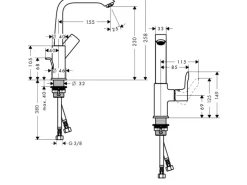 Hansgrohe Einhebel-Waschbeckenarmatur Metris 230mm mit Schwenkauslauf