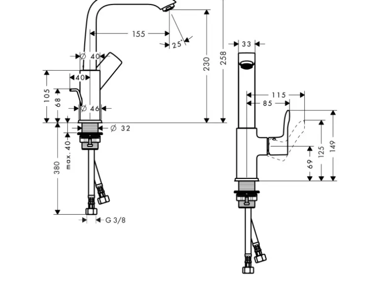 Hansgrohe Einhebel-Waschbeckenarmatur Metris 230mm mit Schwenkauslauf