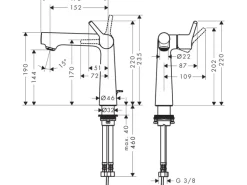 Hansgrohe Einhebel-Waschbeckenarmatur Talis S 140mm mit Zugstangen-Ablaufgarnit.