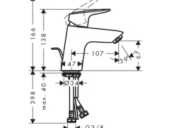 Hansgrohe Einhebel-Waschbeckenarmatur Logis 70 mm mit Zugstangen-Ablaufg. Chrom