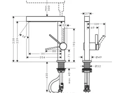 Hansgrohe Einhebel-Waschtischmischer Finoris 230 Matt Black