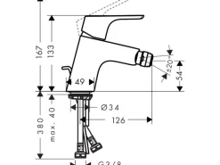 Hansgrohe Focus Einhebel-Bidetmischer mit Zugstangen-Ablaufgarnitur Chrom