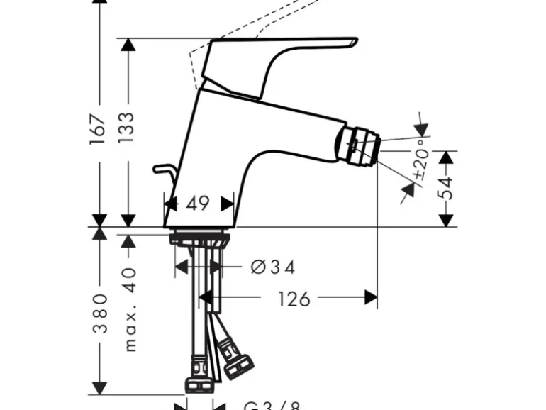 Hansgrohe Focus Einhebel-Bidetmischer mit Zugstangen-Ablaufgarnitur Chrom