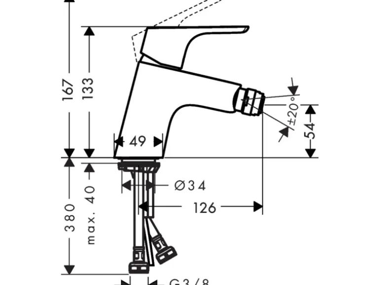 Hansgrohe Focus Einhebel-Bidetmischer mit Push-Open Ablaufgarnitur Chrom
