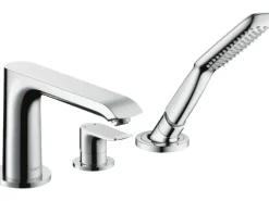 Hansgrohe 3-Loch Einhebel-Wannenrandmischer Metris Chrom