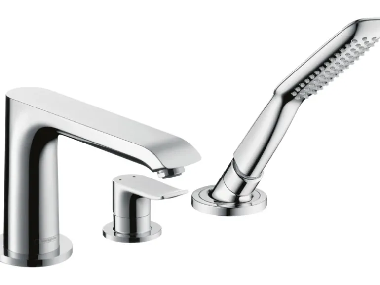 Hansgrohe 3-Loch Einhebel-Wannenrandmischer Metris Chrom