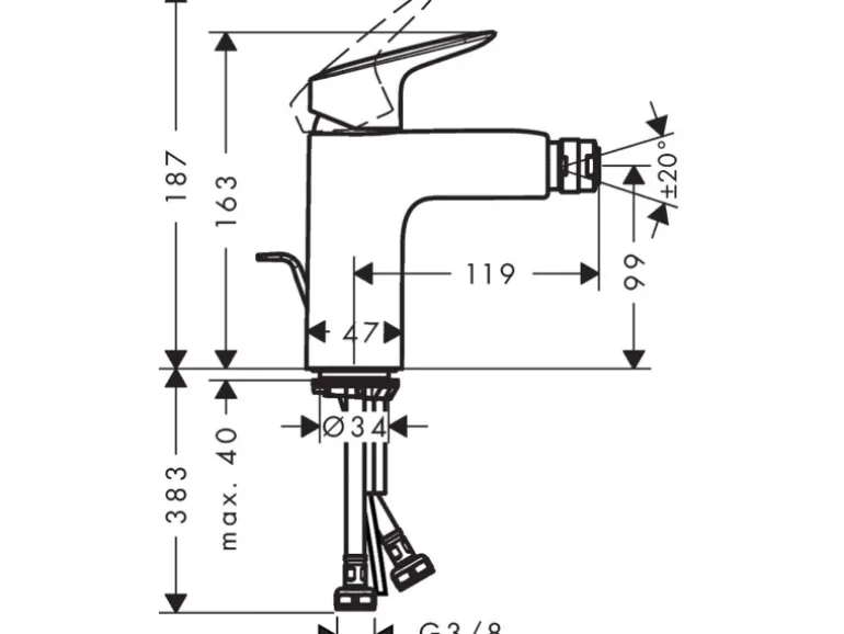 Hansgrohe Logis Einhebel-Bidetmischer 100 mit Zugstangen-Ablaufgarnitur Chrom
