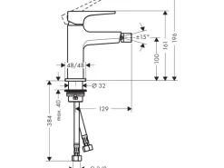 Hansgrohe Metropol Einhebel-Bidetmischer mit Bügelgriff und Push-Open Ablaufgarn
