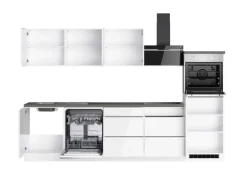 Held Küchen Küchenzeile Gera 300 cm Weiß/Beton mit E-Geräte