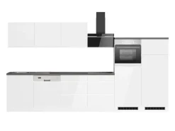 Held Küchen Küchenzeile Gera 360 cm Weiß/Beton mit E-Geräten Induktion