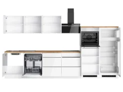 Held Küchen Küchenzeile Gera 360 cm Weiß/Wotan mit E-Geräten Induktion