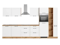 Held Küchen Küchenzeile Kempten 360 cm Weiß/Wotan mit E-Geräte