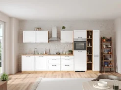 Held Küchen Küchenzeile Kempten 360 cm Weiß/Wotan mit E-Geräte